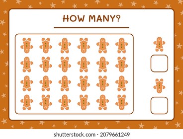 How many gingerbread cookie, game for children. Vector illustration, printable worksheet
