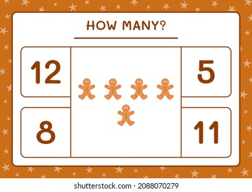 How many gingerbread cookie, game for children. Vector illustration, printable worksheet