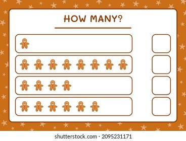 How many gingerbread cookie, game for children. Vector illustration, printable worksheet