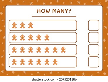 How many gingerbread cookie, game for children. Vector illustration, printable worksheet