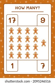 How many gingerbread cookie, game for children. Vector illustration, printable worksheet