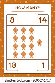 How many gingerbread cookie, game for children. Vector illustration, printable worksheet