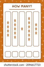 How many gingerbread cookie, game for children. Vector illustration, printable worksheet