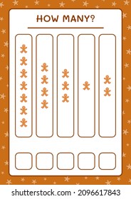 How many gingerbread cookie, game for children. Vector illustration, printable worksheet