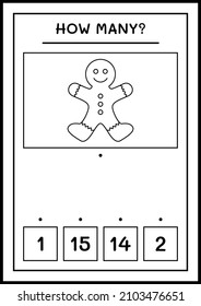 How many gingerbread cookie, game for children. Vector illustration, printable worksheet