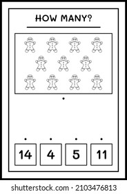 How many gingerbread cookie, game for children. Vector illustration, printable worksheet