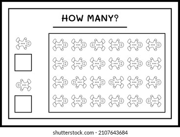 How many gingerbread cookie, game for children. Vector illustration, printable worksheet