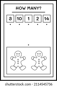 How many gingerbread cookie, game for children. Vector illustration, printable worksheet