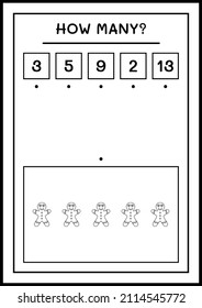 How many gingerbread cookie, game for children. Vector illustration, printable worksheet