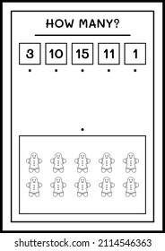 How many gingerbread cookie, game for children. Vector illustration, printable worksheet