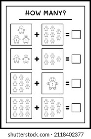 How many gingerbread cookie, game for children. Vector illustration, printable worksheet