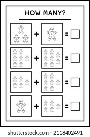 How many gingerbread cookie, game for children. Vector illustration, printable worksheet
