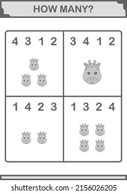 How Many Giraffe face. Worksheet for kids