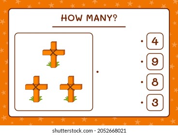 How many Holy Cross, game for children. Vector illustration, printable worksheet