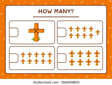 How many Holy Cross, game for children. Vector illustration, printable worksheet