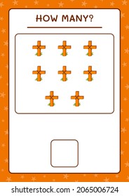 How many Holy Cross, game for children. Vector illustration, printable worksheet