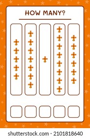 How many Holy Cross, game for children. Vector illustration, printable worksheet