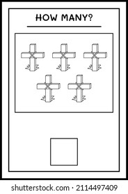 How many Holy Cross, game for children. Vector illustration, printable worksheet