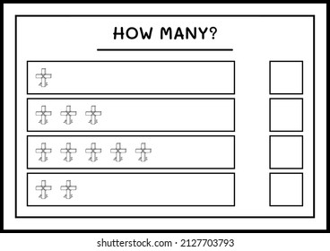 How many Holy Cross, game for children. Vector illustration, printable worksheet