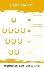 How many of Horseshoe, game for children. Vector illustration, printable worksheet