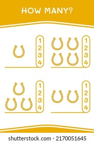 How many of Horseshoe, game for children. Vector illustration, printable worksheet
