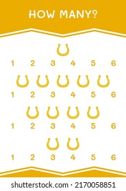 How many of Horseshoe, game for children. Vector illustration, printable worksheet