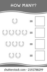 How many of Horseshoe, game for children. Vector illustration, printable worksheet