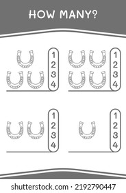 How many of Horseshoe, game for children. Vector illustration, printable worksheet