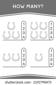 How many of Horseshoe, game for children. Vector illustration, printable worksheet