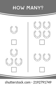 How many of Horseshoe, game for children. Vector illustration, printable worksheet
