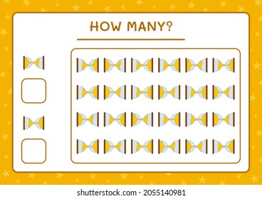 How many Hourglass, game for children. Vector illustration, printable worksheet