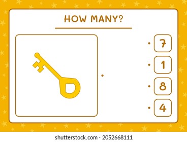 How many Key, game for children. Vector illustration, printable worksheet