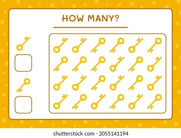 How many Key, game for children. Vector illustration, printable worksheet