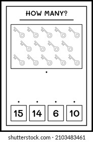 How many Key, game for children. Vector illustration, printable worksheet