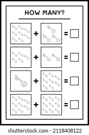 How many Key, game for children. Vector illustration, printable worksheet
