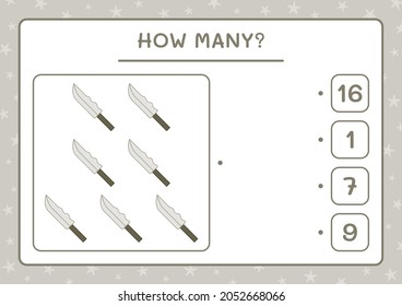How many Knife, game for children. Vector illustration, printable worksheet