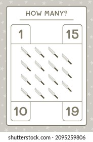 How many Knife, game for children. Vector illustration, printable worksheet