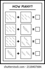 How many Knife, game for children. Vector illustration, printable worksheet