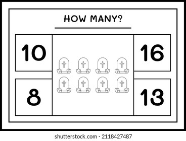 How many Knife, game for children. Vector illustration, printable worksheet