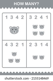 How Many Koala face. Worksheet for kids