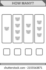 How Many Koala face. Worksheet for kids
