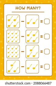 How many Ladle, game for children. Vector illustration, printable worksheet