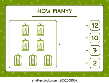 How many Lantern, game for children. Vector illustration, printable worksheet