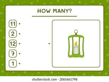 How many Lantern, game for children. Vector illustration, printable worksheet