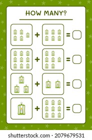 How many Lantern, game for children. Vector illustration, printable worksheet