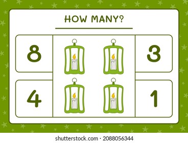How many Lantern, game for children. Vector illustration, printable worksheet