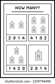 How many Lantern, game for children. Vector illustration, printable worksheet