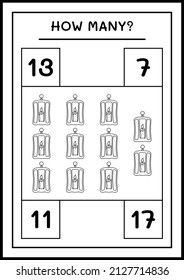 How many Lantern, game for children. Vector illustration, printable worksheet