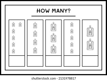 How many Lantern, game for children. Vector illustration, printable worksheet