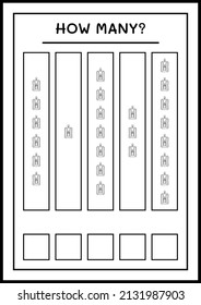 How many Lantern, game for children. Vector illustration, printable worksheet